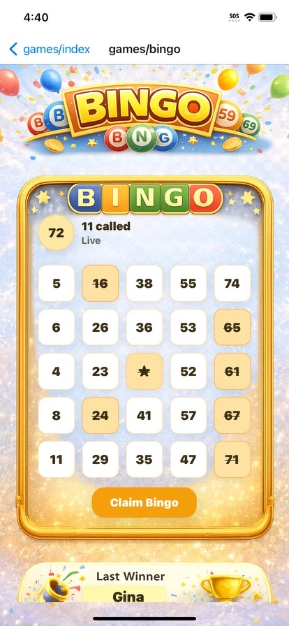 Bingo screen