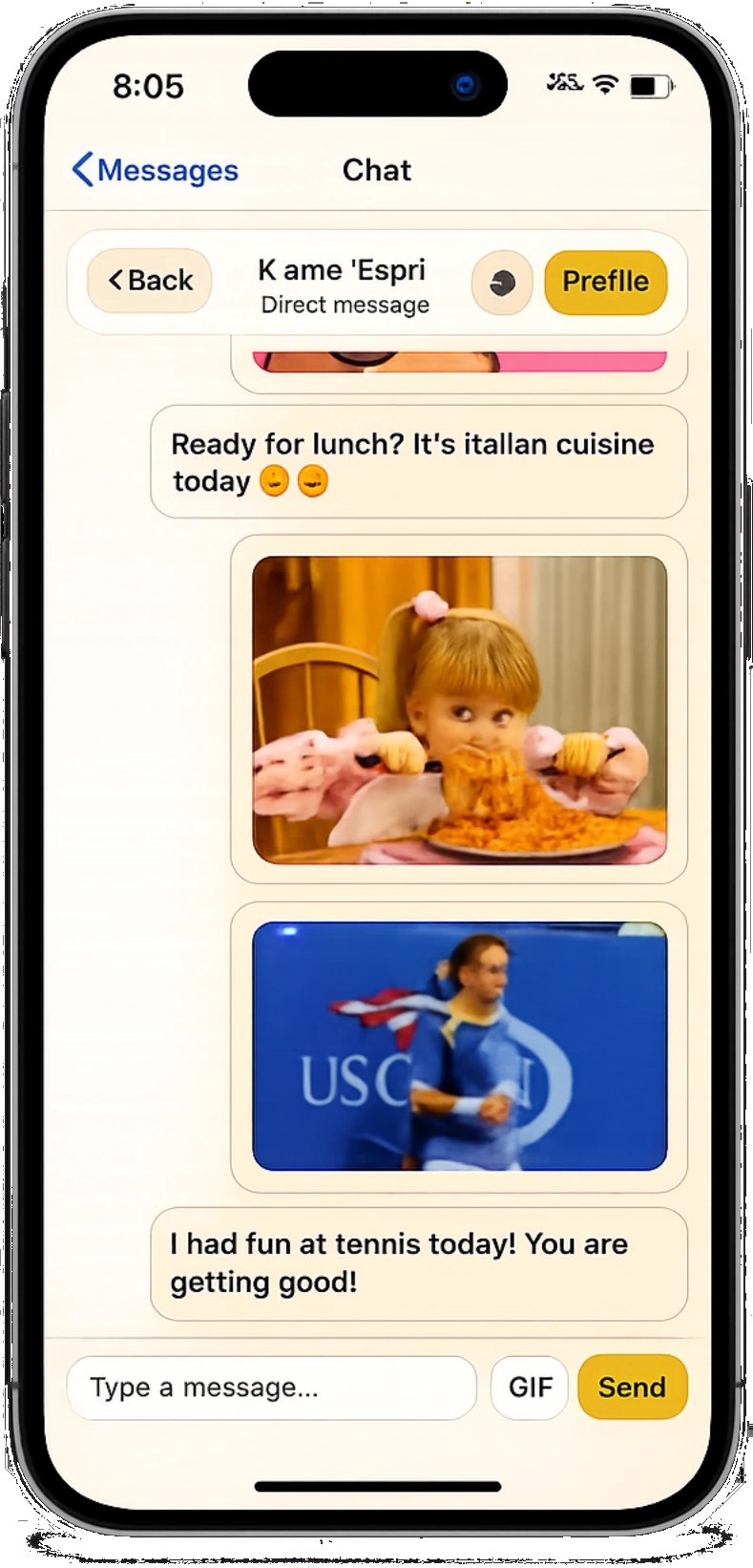 ChimeBuddy direct chat screen