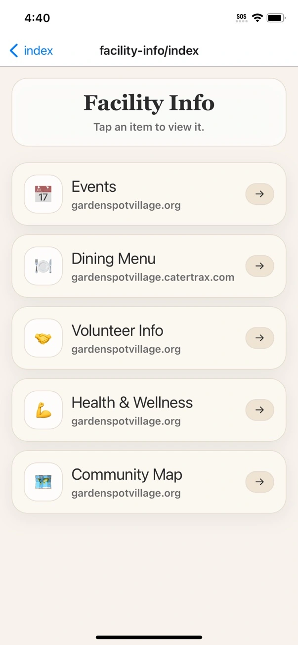 7. Facility Info preview