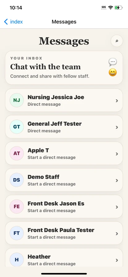 Staff messages
